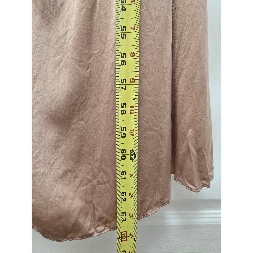 Reformation Birch Silk Maxi Dress Champagne Rose Ruched Side Slit Cap Sleeve 4 - Picture 7 of 8